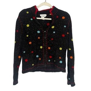 Coldwater Creek vintage Polka Dot Speckled Zip Up Sweater Medium